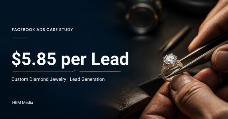 Custom diamond jewelry Facebook Ads case study: $5.85 per lead