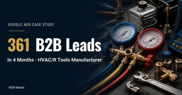 HVAC/R tools manufacturer Google Ads case study: 361 B2B leads