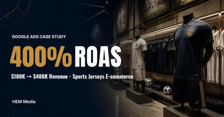 Sports jerseys e-commerce Google Ads case study: 400% ROAS